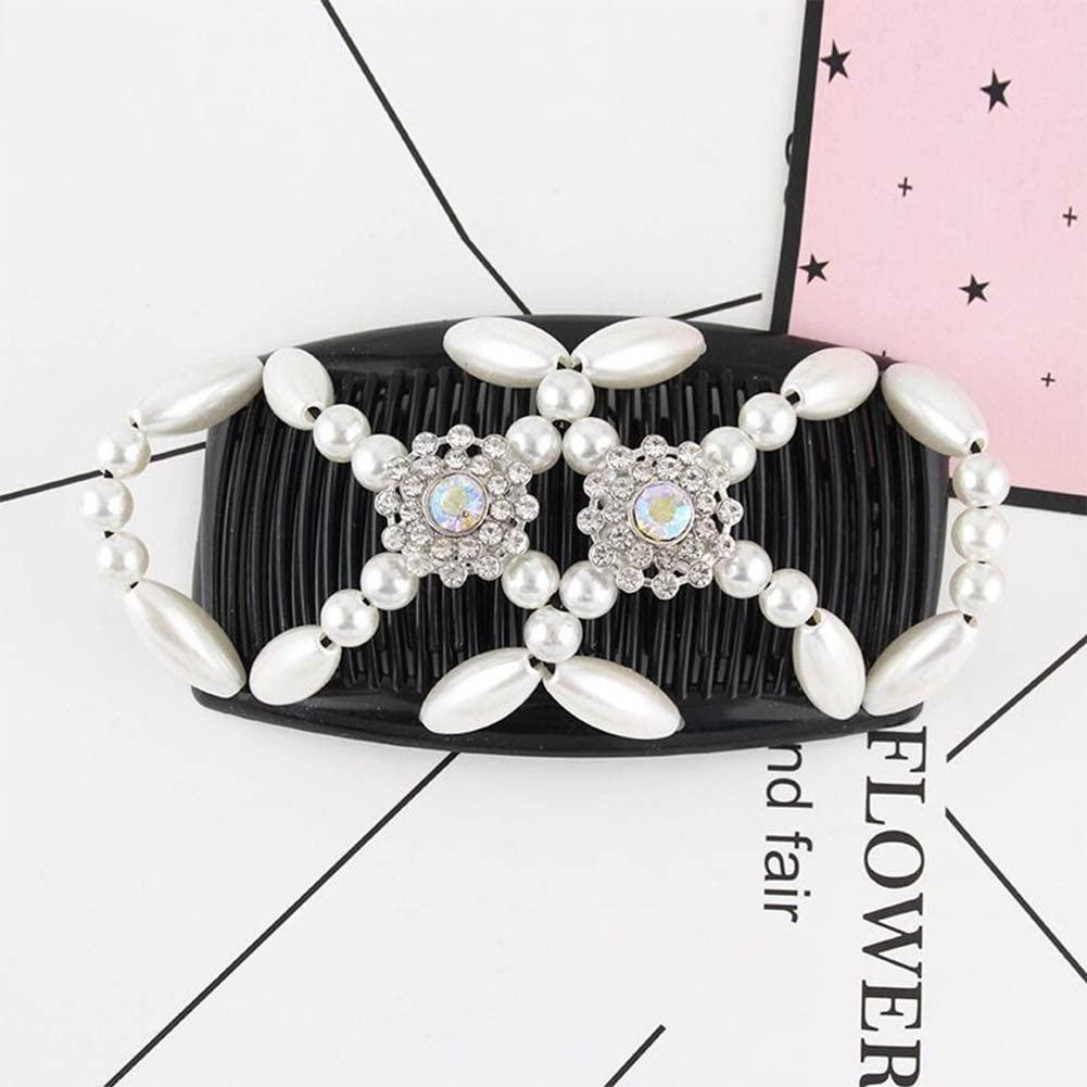 ZUYYON ZUYYON 4Pcs Magic Hair Combs, Stretch Beaded Hair Combs Stretchy Double Hair Side Combs Clips Bun Maker Headwear for Women Girls DIY Hair Styling Accessories(Butterfly Dragonfly)