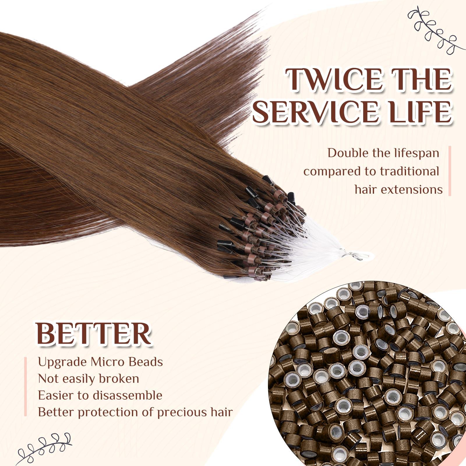 KiiKiiGirl KiiKiiGirl microlinks hair extensions human hair - 16inch micro link hair extensions human hair micro link extensions micro links hair extensions human hair #4 Chocolate Brown 30G/Pack
