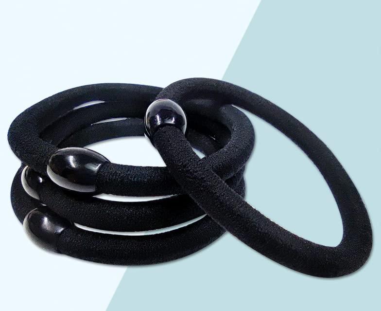 glossy bird Black Hair Ties with plastic ball,50 Pcs Elastic Hair Ties for Women Girls, No Metal No Slip Hair Bands Hair Elastics Ponytail Holders for Thick Hair Medium Hair GB-JX018