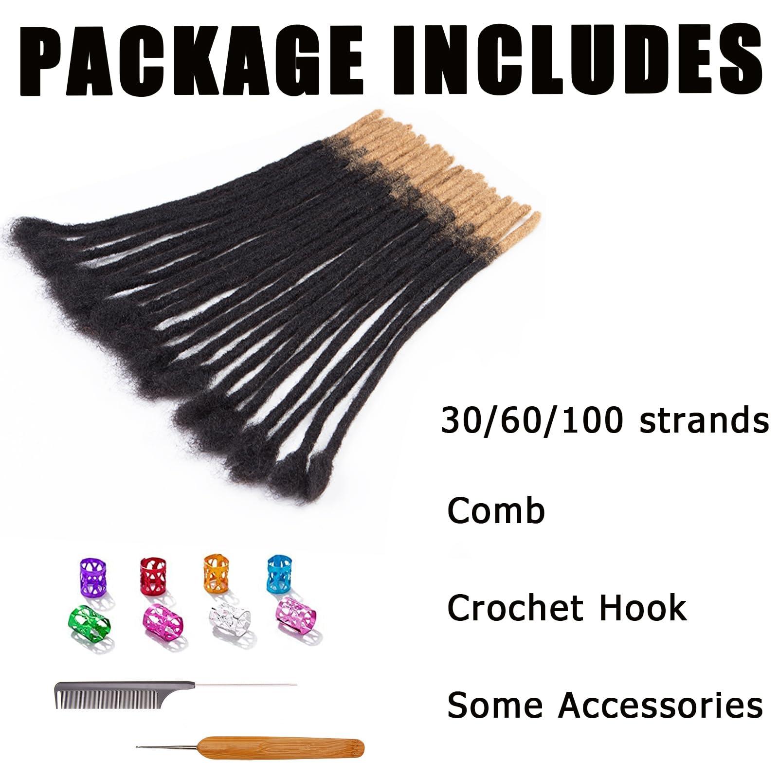 KYNLEY KYNLEY 0.6cm Permanent Loc Extensions Human Hair 10 inch 60 Strands Real Human Hair Dreadlock Extensions Ombre Dreads Extensions for Men Women Can Be Dyed Bleached Curled #T1B/27