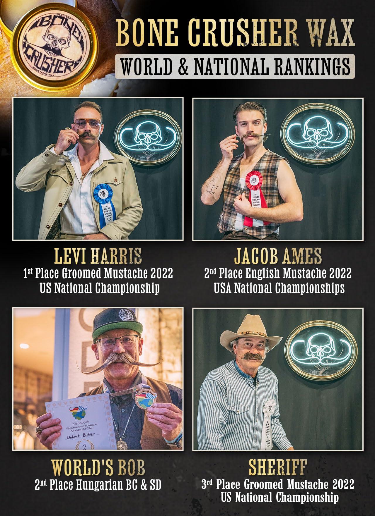 THE VINTAGE GROOMING CO. Mustache Wax Extra Strong Hold | 1oz Bone Crusher Moustache & Beard Wax Tin | Grooming For Men | Perfect For Dali Curly English Handlebar Mustaches By Death Grip | Heat Source Required