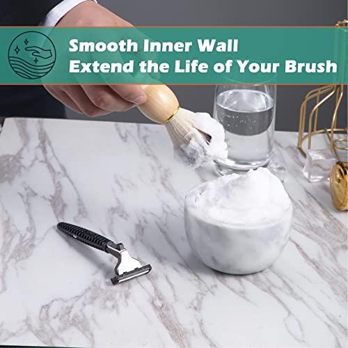 aisiming aisiming Marble Shaving Bowl for Shaving Soap & Cream, Shave Soap Cup Keep Warm Better, Produce Rich Foam Shaving Mug, Easy to Lather, Shaving Cup Gift for Men(White Grey)