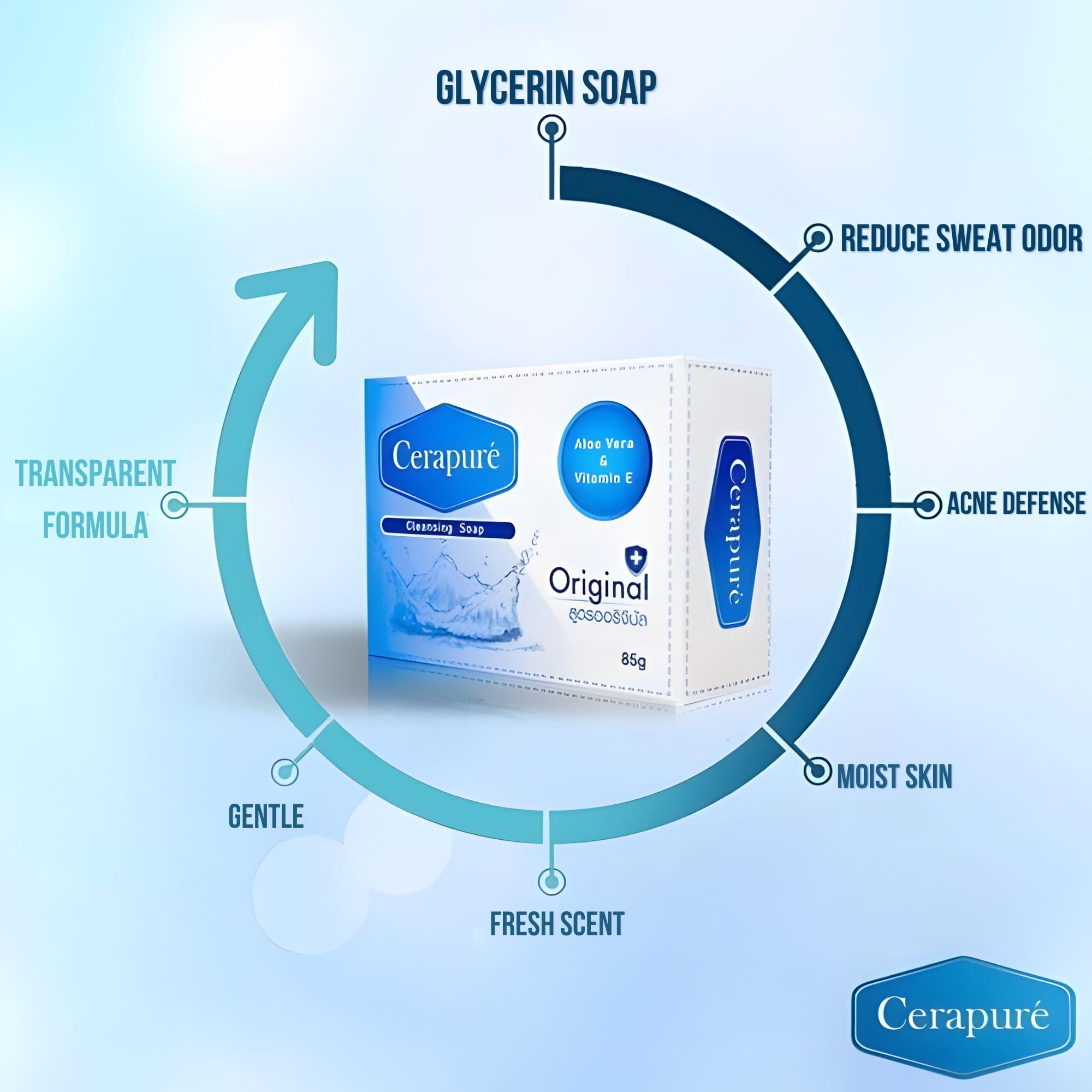 Cerapure Cerapure Glycerin Soap Bars For Men Women Clear Transparent Bath Soap Bar For Dry Skin Formula Cleanse And Moisturize Skin All Day Freshness (2)