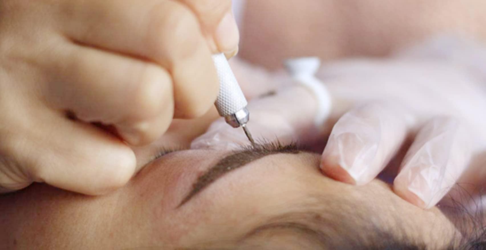 WOLAYI U18 30Pcs Disposable Microblading Needles with 0.20mm Diameter,18 Pins U Shape Permanent Makeup Supplies Manual Eyebrow Shading Blades - Blue 18U Pins