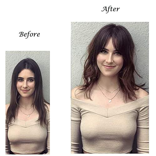 SDZNYQT 14\" Straight Hair Topper with Fringe for Thinning Hair Women Clip in Hairpieces Woman Topper Hair piece Toupee for Hair Loss Covering Grey Hair (27/613, 14INCH/35CM)