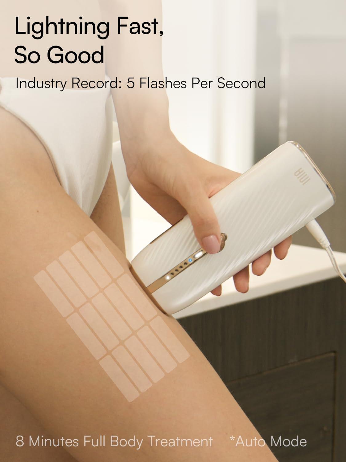 INIA INIA Laser Hair Removal for Women and Men, IPL Hair Removal Device with Sapphire Ice-cooling, Double Effectiveness & 5 Flashes per Second for Long-lasting and Nearly Painless Results