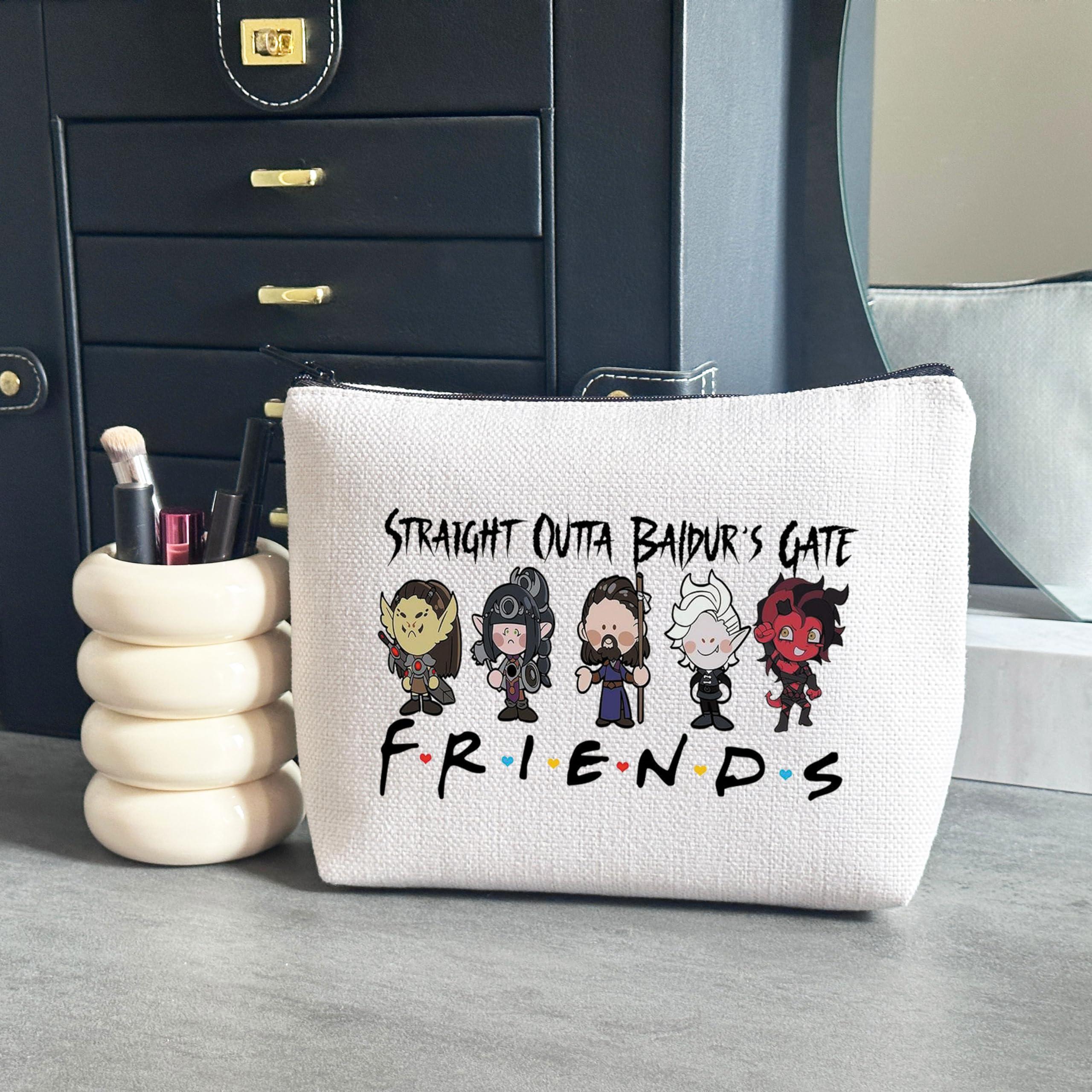 WCGXKO WCGXKO Novelty Gamer Gift Straight Outta Baldurs Gate Zipper Pouch Makeup Bag (B-Outta Baldur Gate), beige