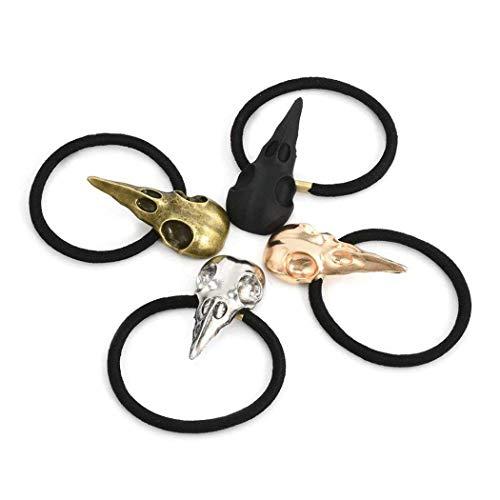 Hometu Hometu Halloween Bird Skull Hair Band Stylish Plague Doctor Crow Raven Punk Elastic Hair Accessories Gold 1PC