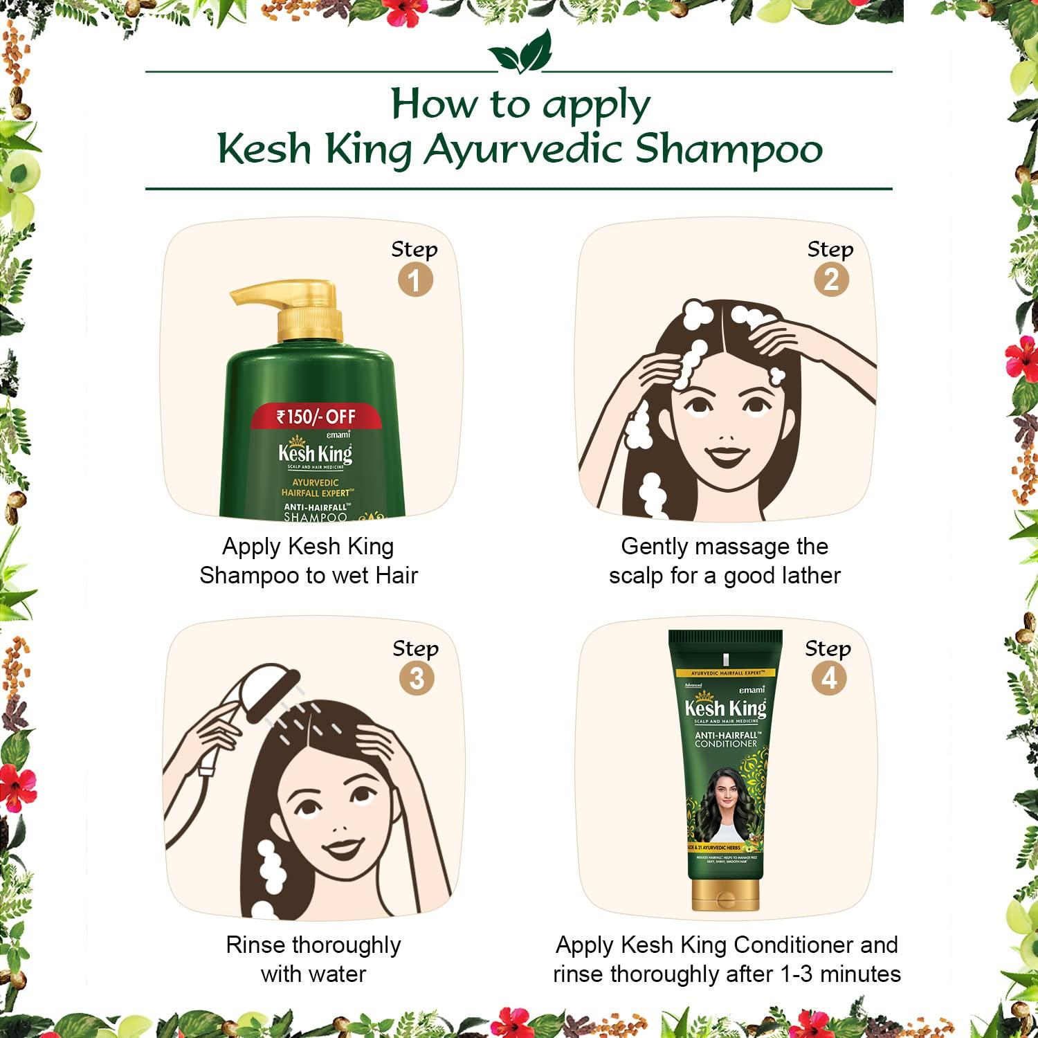 KESH KING KESH KING Anti Hairfall Shampoo | with 21 Ayurvedic Herbs & Aloe Vera | Provides Healthy Nourished Scalp | for Shiny & Smooth Hairs | 33.81. Fl Oz/1000ml