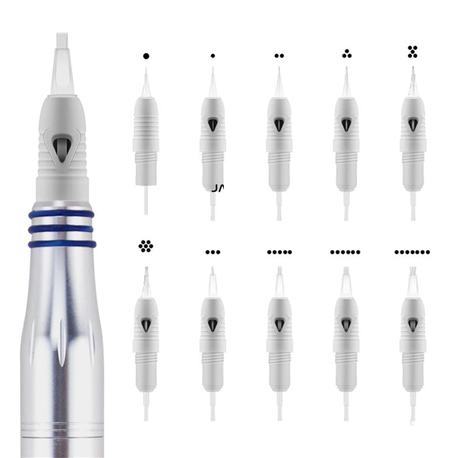 MAXSMLZT MAXSMLZT Tattoo Needles Tattoo Cartridge 100pcs Microblading Eyebrow Lip Face Permanent Makeup Screw Micro Needle Tattoo Machine Needle 1P 3P 5P 7P 3F 5F 7F,7p,30pcs