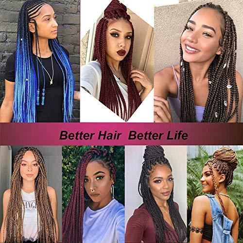 THEMIS HAIR Ombre Box Braids Crochet Hair Medium box braid Pre-Looped 22Strands Three Tones Heat Resistant Fiber Hair (24 Inch,Black-DarkBrown-Light Brown)