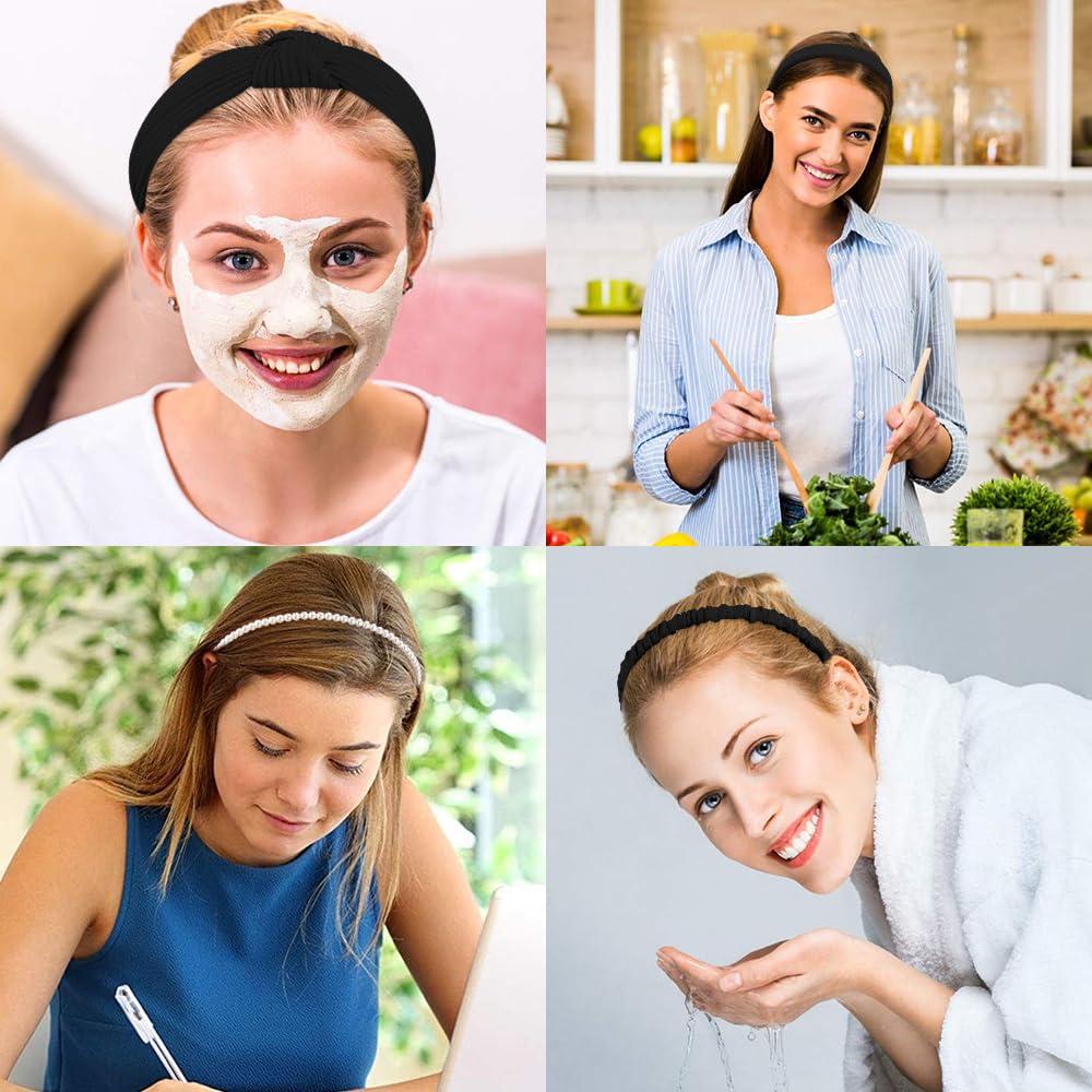 AHONEY AHONEY 7 Pack Black Headbands for Women Girls Headbands Non Slip Hairbands Cute Hair Accessories Multi-style Headband Pack Diademas Para Mujer (Black)