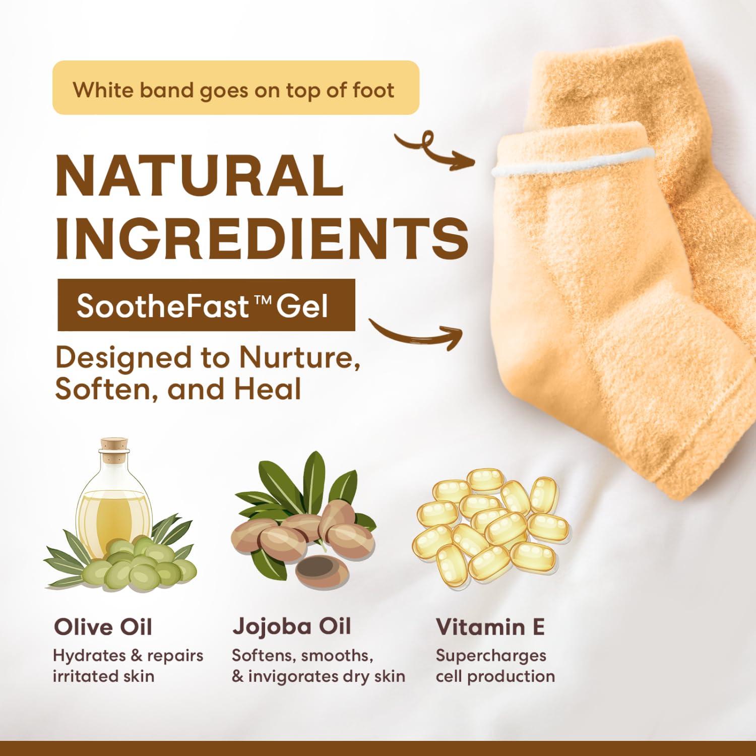 Dr. Frederick\'s Original Dr. Frederick\'s Original Moisturizing Fuzzy Heel Socks - 2 Pairs - Cozy Gel-Lined Sleep Socks for Women & Men - Soothing Dry, Cracked Feet - Cracked Heel Repair - Heal Dry Heels - Citrus Glow