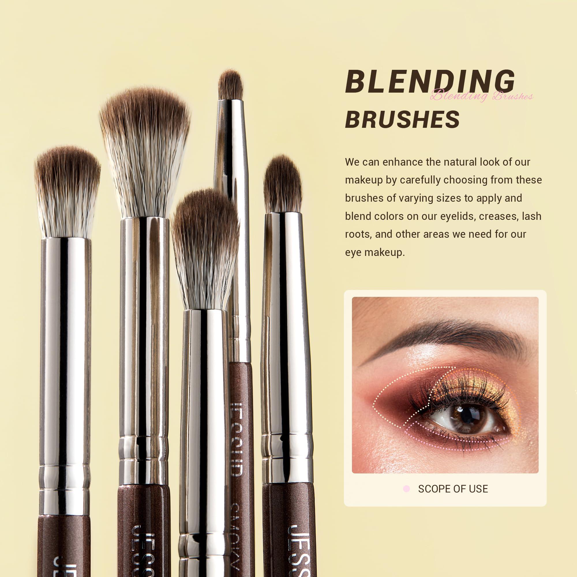 Jessup Jessup Eye Makeup Brushes Set Professional 15pcs Brown Eyeshadow Brush Eyebrow Concealer Eyeliner Blending Brush for Makeup Premium Synthetic Eye Brush Set, T499