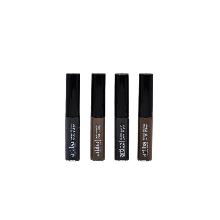 Artiba Artiba Colored Brow Gel with Fiber MADE IN USA - Fuller Brow instantly, Fills in sparse brows, Covers gray hairs and Long-lasting, Waterproof, Smudge proof, Cruelty Free (Soft Black)