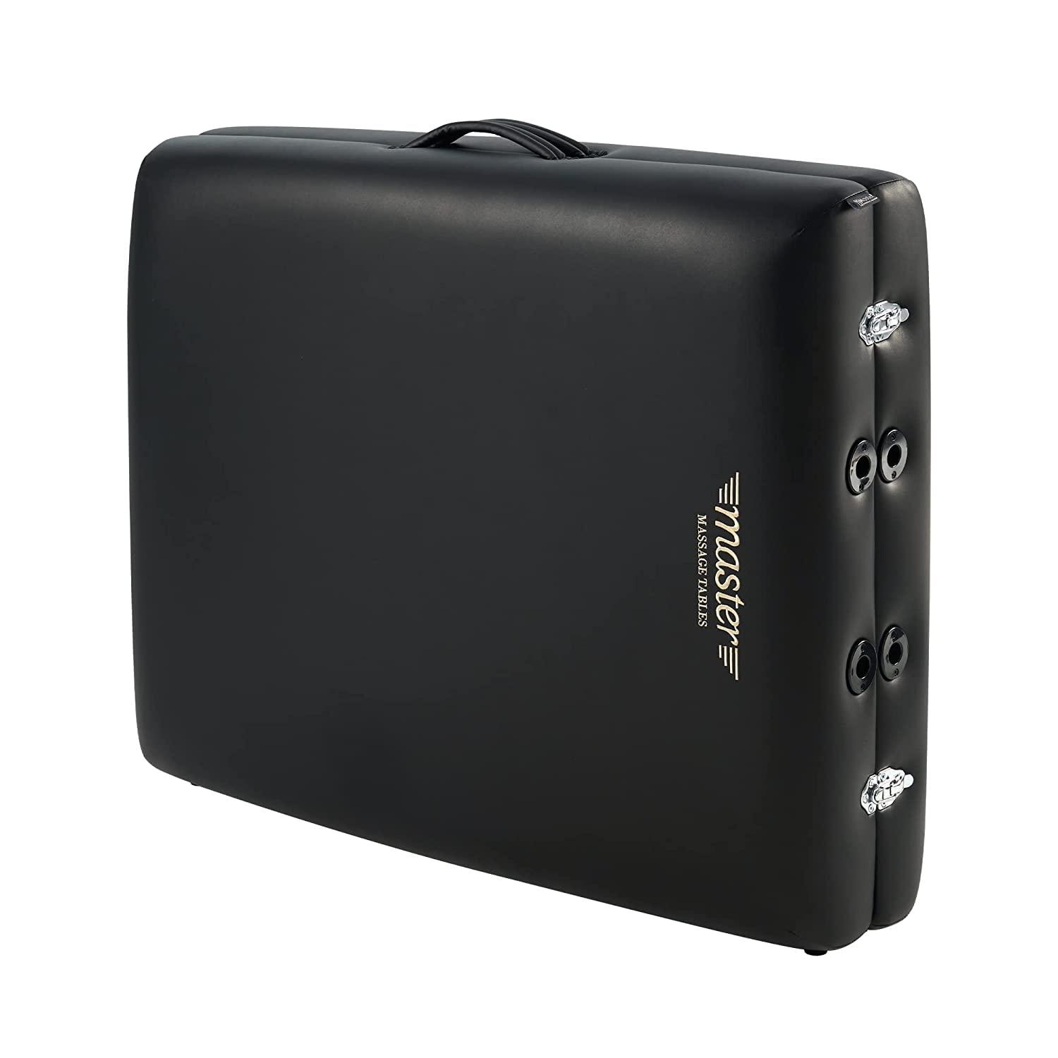 Master Massage Master Montclair 31" ThermaTopTM Massage Portable Massage Table with Memory Foam, Reiki Panels, & Shiatsu Cables Esthetician Bed- Lash Table (Black& Mahogany)