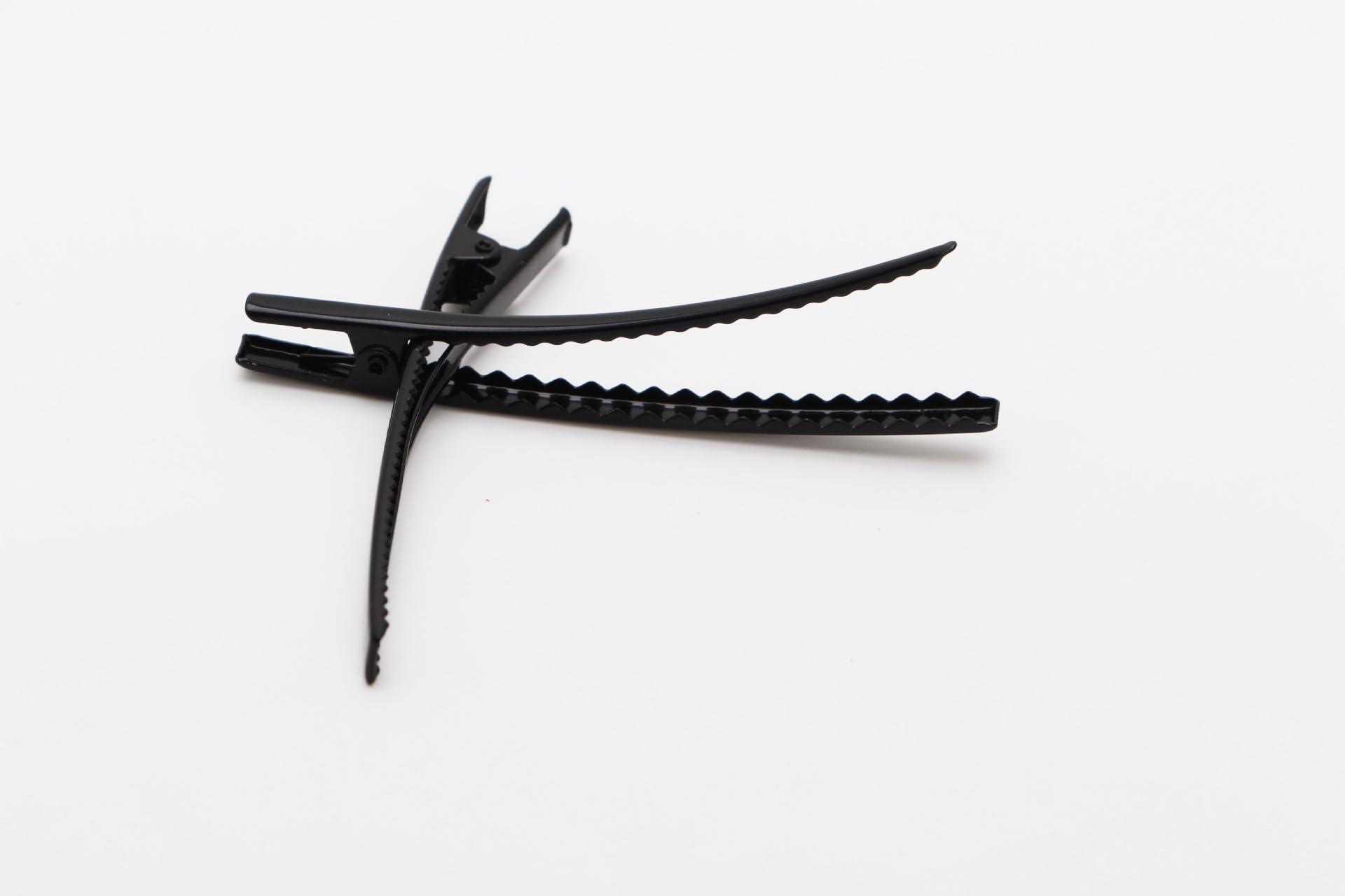 KINGWEDDING 6 Pcs 3 Inch Baking Paint Narrow Metal Spike Alligator Duck Bill Hair Clips Bright Duckbill Hair Barrettes Chic Hair Clips for Styling Long Hair DIY Hair Salon (Gold)