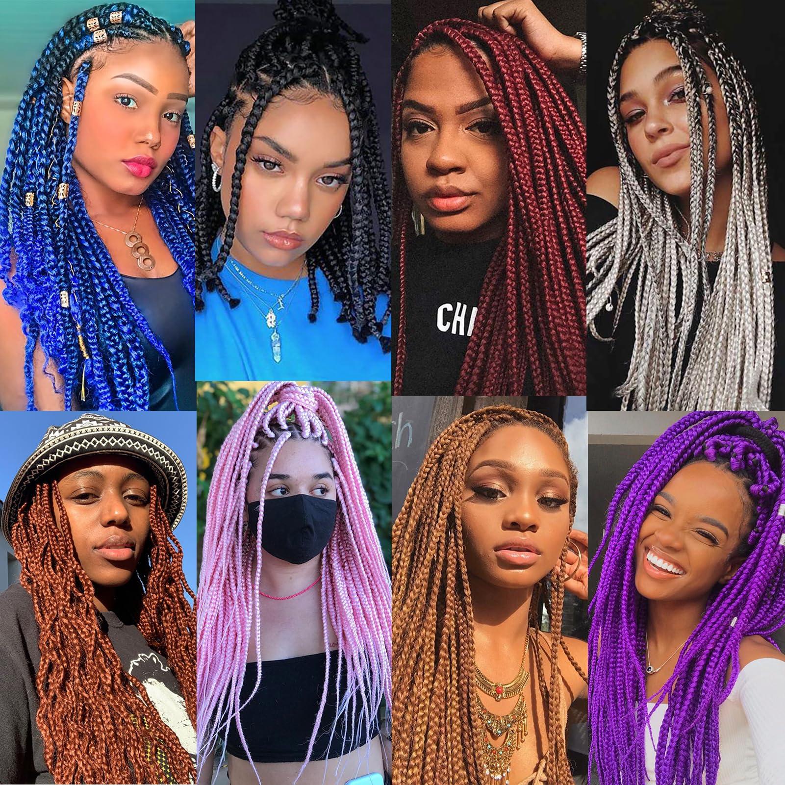 Dorsanee Dorsanee Burgundy Braiding Hair Pre Stretched 24 Inch 3 Packs Braiding Hair Extensions for Box Braids Twists Locs Hair Soft Yaki Texture Hot Water Setting (#Burgundy)