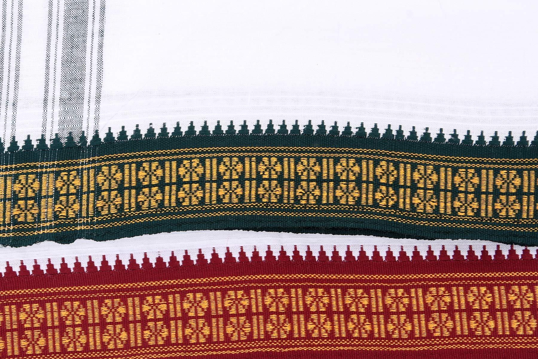 Generic Men\'s Cotton Handloom Lungi (White, 2 m) By Indian Collectible