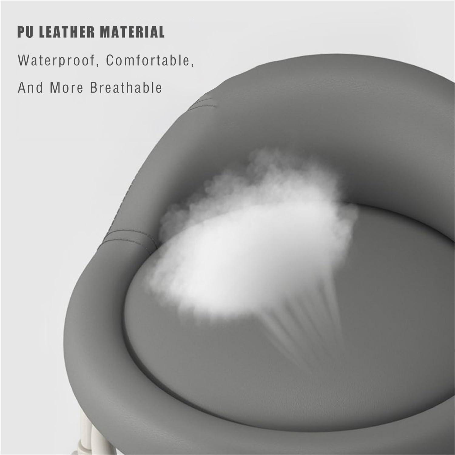 AMair Low Rolling Stool with Wheels and Backrest, Swivel Chair Stool PU Leather Sponge Padded Low Roller Seat Stool for Home Cleaning, Fitness, Laundry (Color : G)