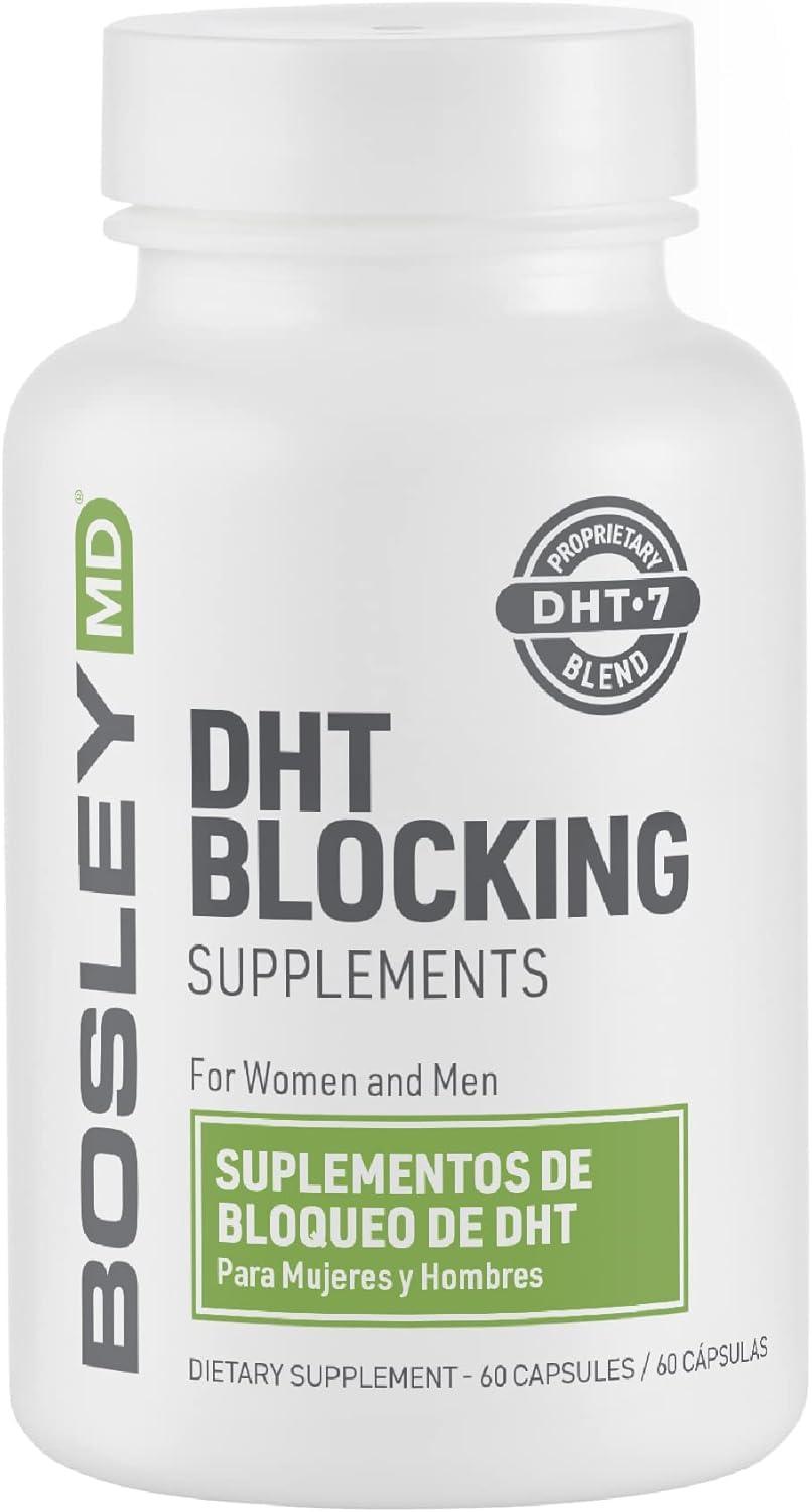 BosleyMD DHT Blocking Supplements DHT7 Blend with Saw Palmetto, Kelp, Reishi Mushroom, Green Tea, Nettle Leaf, Dandelion Root & Pygeum Bark Promotes Thicker, Fuller Hair for Men & Women 60 Capsules