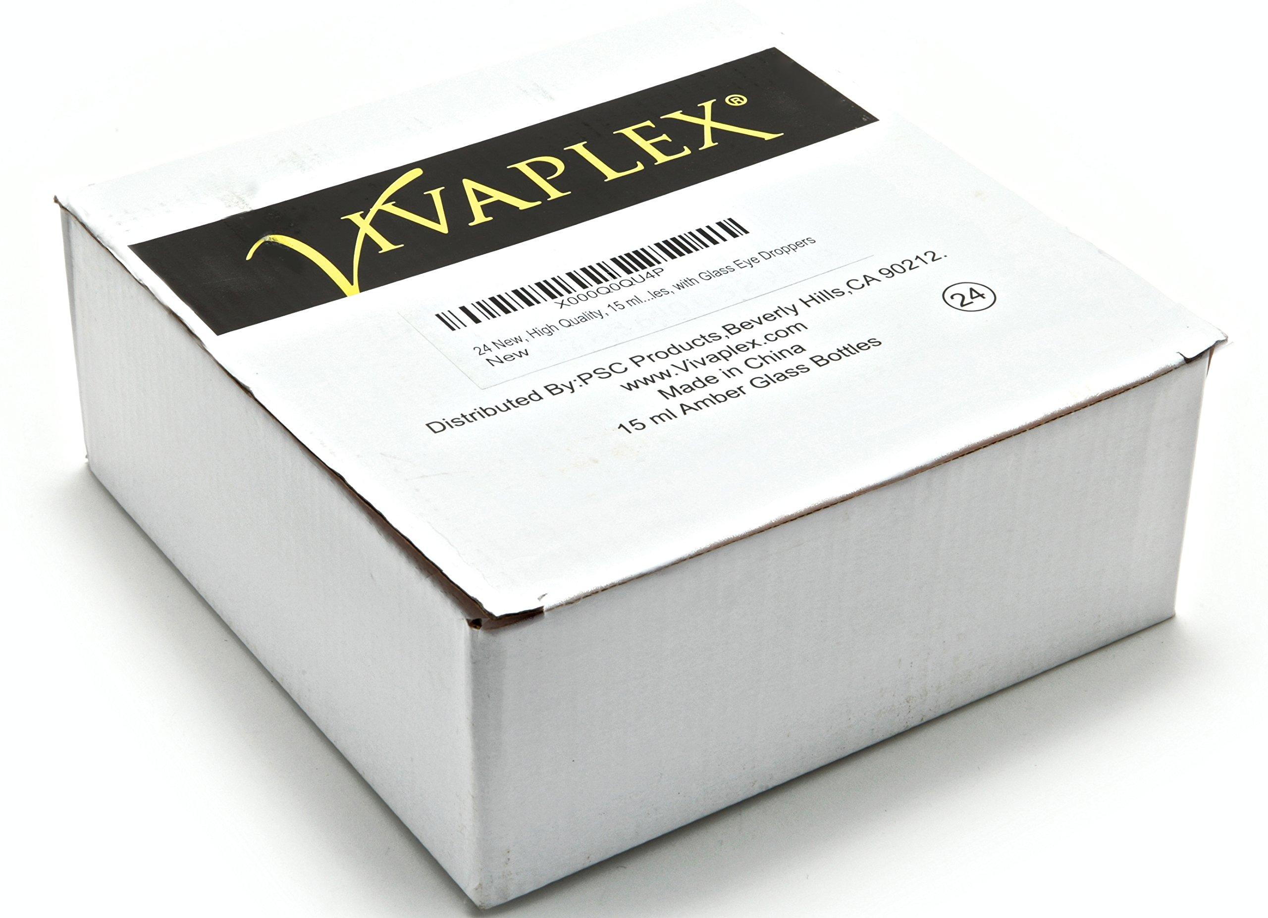 Vivaplex Vivaplex 24, Amber, 15 ml (1/2 oz) Glass Bottles, with Glass Eye Droppers