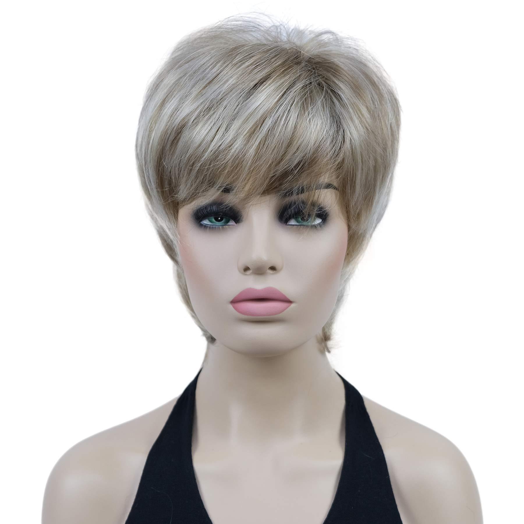 Lydell Lydell 6" Short Straight Layered Hair Full Synthetic Wig (H16/613 Blonde Highlighted)