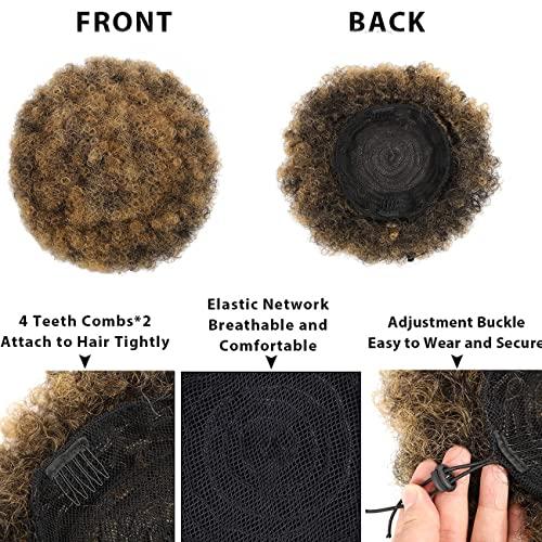 Melanair Melanair Afro Synthetic Puff Drawstring Ponytail Short Kinky Curly Hair Ponytail Hair Extensions with 2 Clips (T27#)