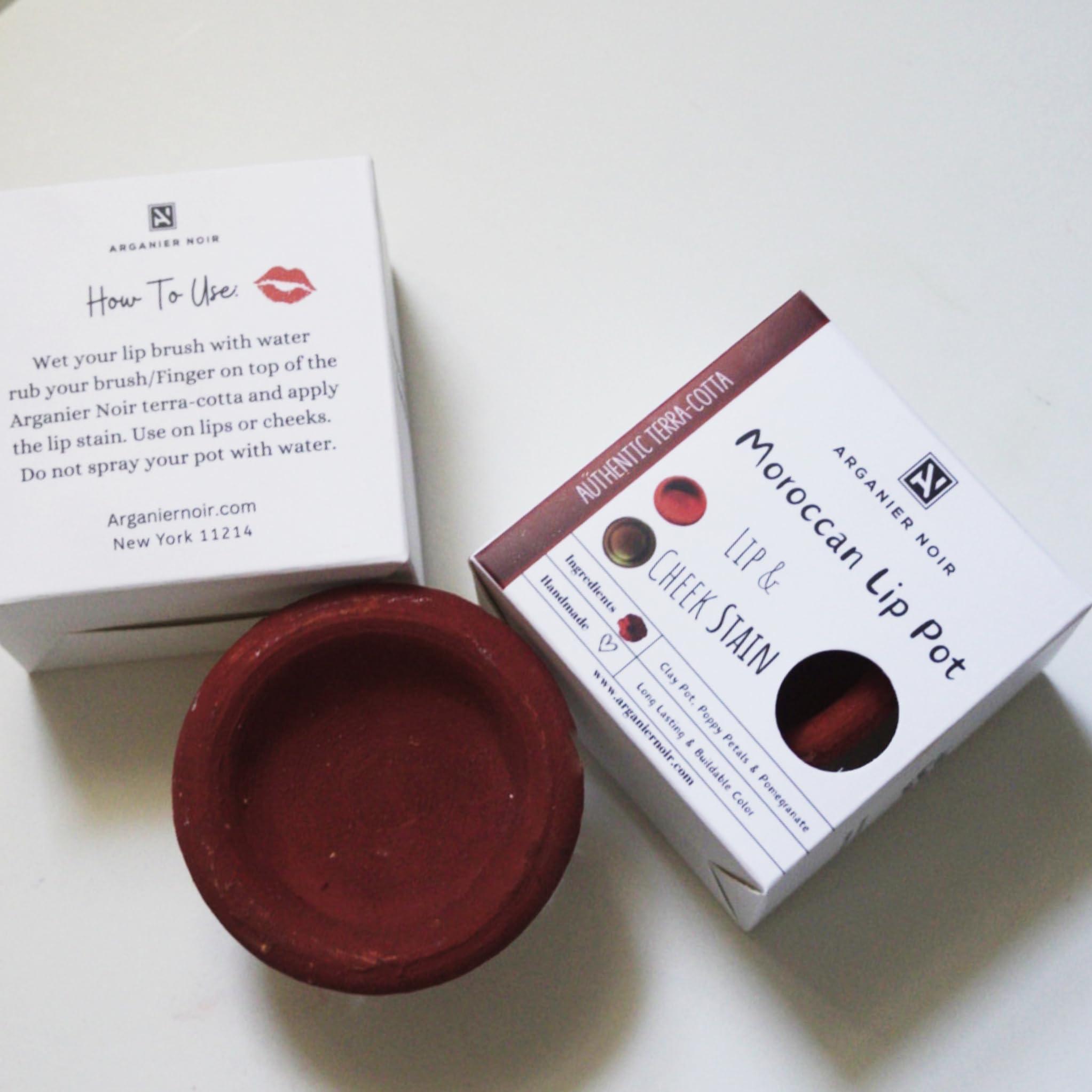 Arganier Noir Arganier Noir Moroccan Lip Clay Pot Authentic Moroccan Lipstick Lip and Cheek Tint, Red Buildable Color.
