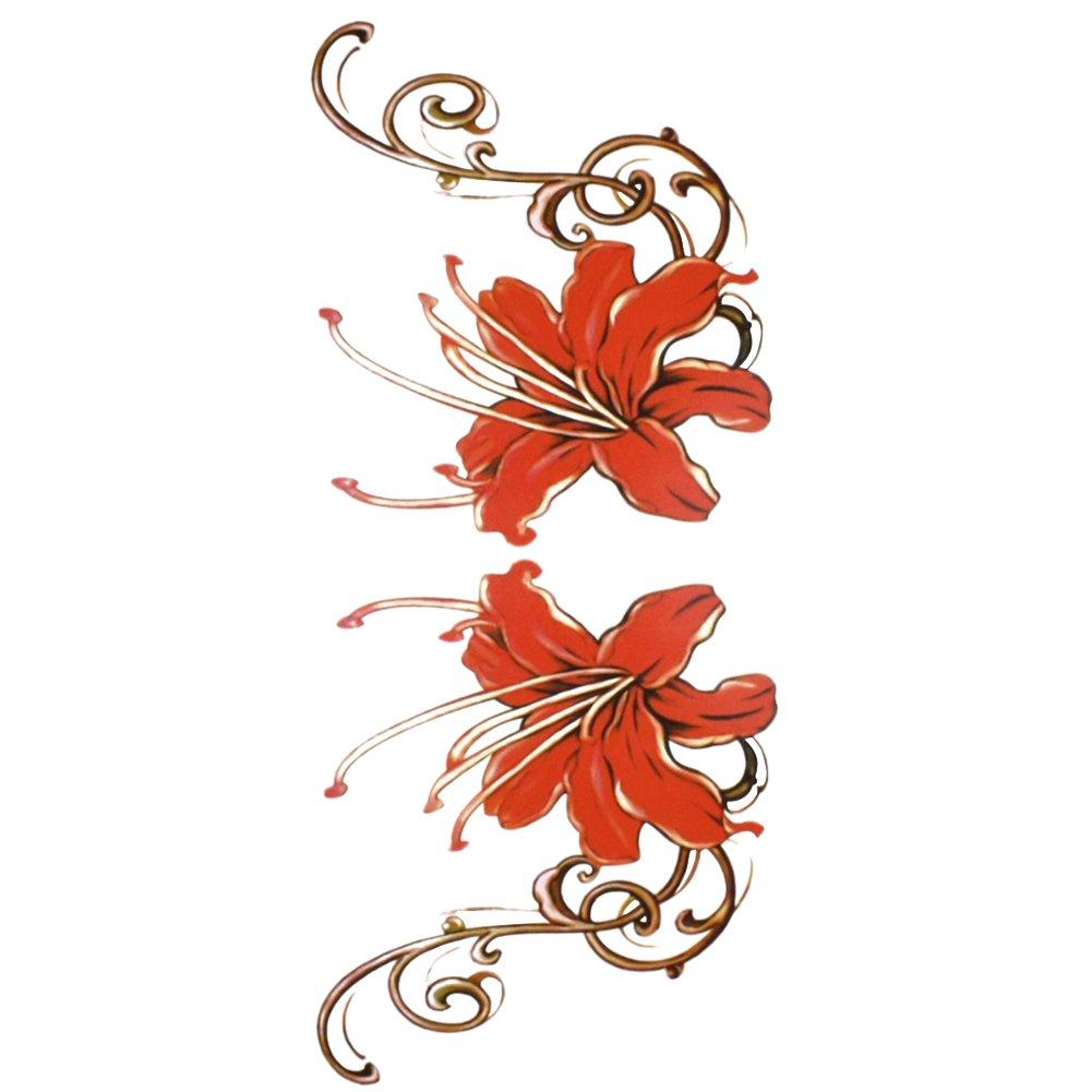 TAFLY TAFLY Non Toxic Fashionable and Red Flowers Realistic Temporary Tattoo Stickers for Women 5 Sheets
