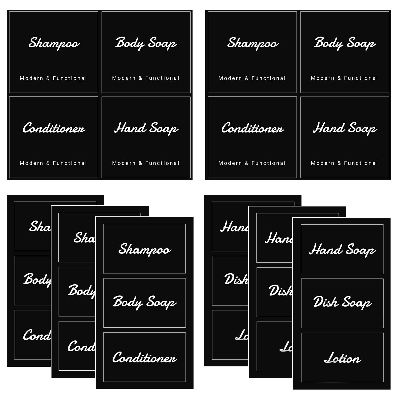 SUREAM Suream 22oz/650ml Empty Shampoo Bottles with Pump with 26Pieces Waterproof Soap Labels, 3Packs Large Capatity Empty Containers for for Shower Gel, Conditioner, Lotion, Hand Sanitizer, Massage Oil