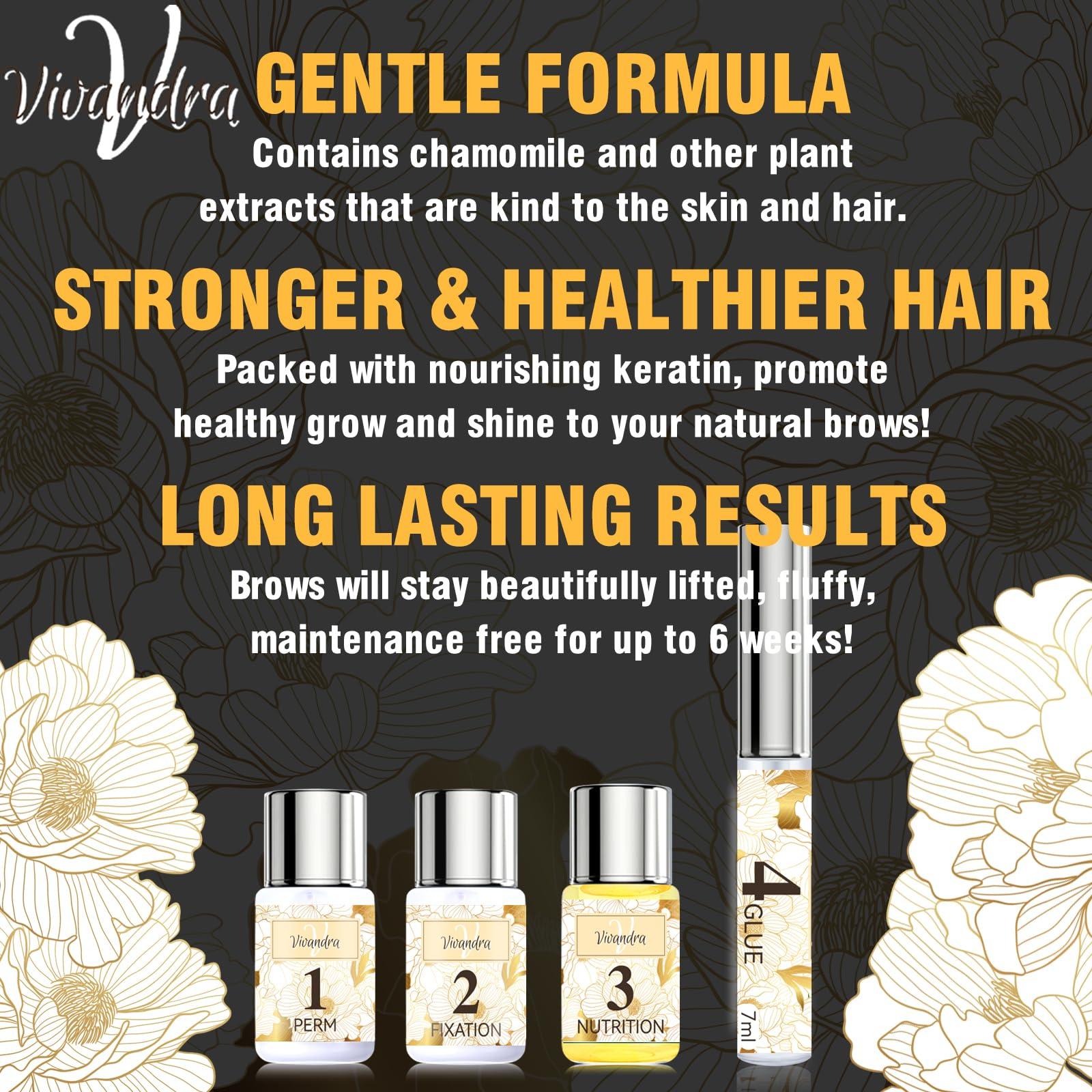 Vivandra Brow Lamination Kit, Mini Eyebrow Lamination Kit At Home DIY, Vivandra Instant Professional Brow Lift Kit For Fuller Thicker Beautiful Eyebrows, Easy to Use and Suitable for Beginners