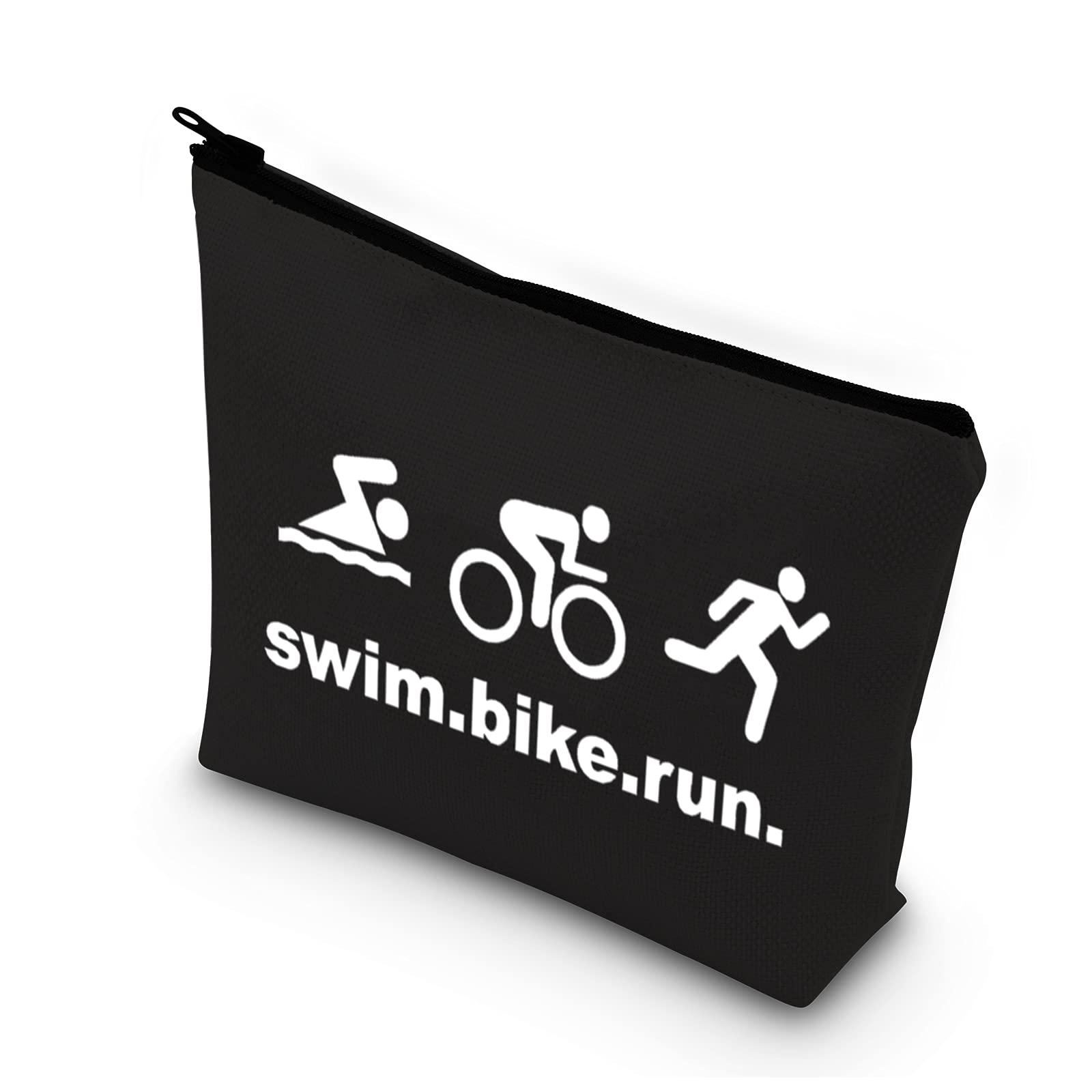 BDPWSS BDPWSS Triathlon Gifts Swim Bike Run Cosmetic Makeup Bag Travel Pouch For Women Triathlete Inspirational Gift Triathlon Lover Gift (swim bike run bl)
