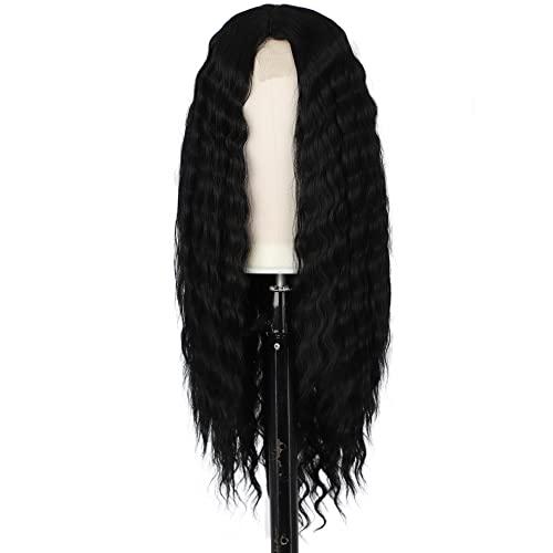 Wiginway Wiginway Long Black Wig, Long Water Wave Curly Wigs for Women, Middle Part Wig Natural Looking for Daily Party Use, 26 Inch