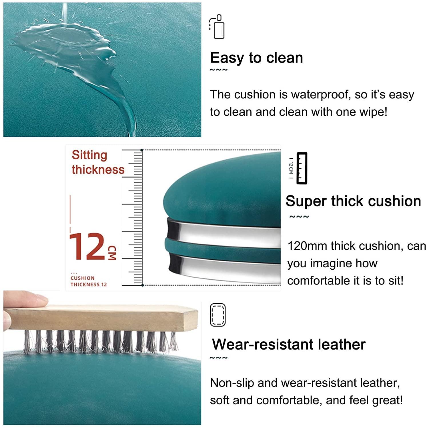 DYCIN Rolling Stools with Wheels Heavy Duty Stainless Steel Hydraulic Rolling Salon Stool, Leather with Handle Height Adjustable Beauty Swivel Stools, for Shop Drafting Work Office Tattoo Stool