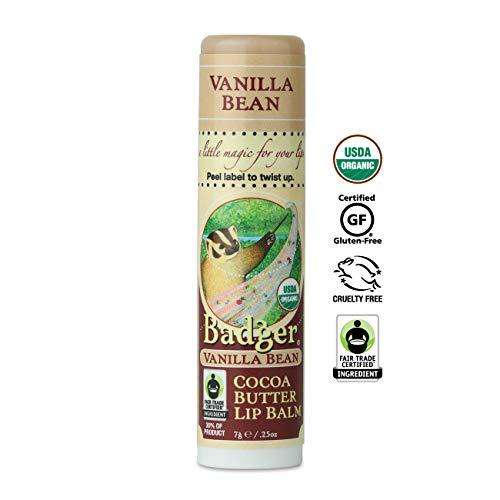 Badger Badger - Cocoa Butter Lip Balm, Creamy Cocoa, Certified Organic Lip Balm, Fair Trade, Natural Lip Balm, Lip Butter, Lip Balm Cocoa Butter, Cocoa Care Lip Balm, 0.25 oz