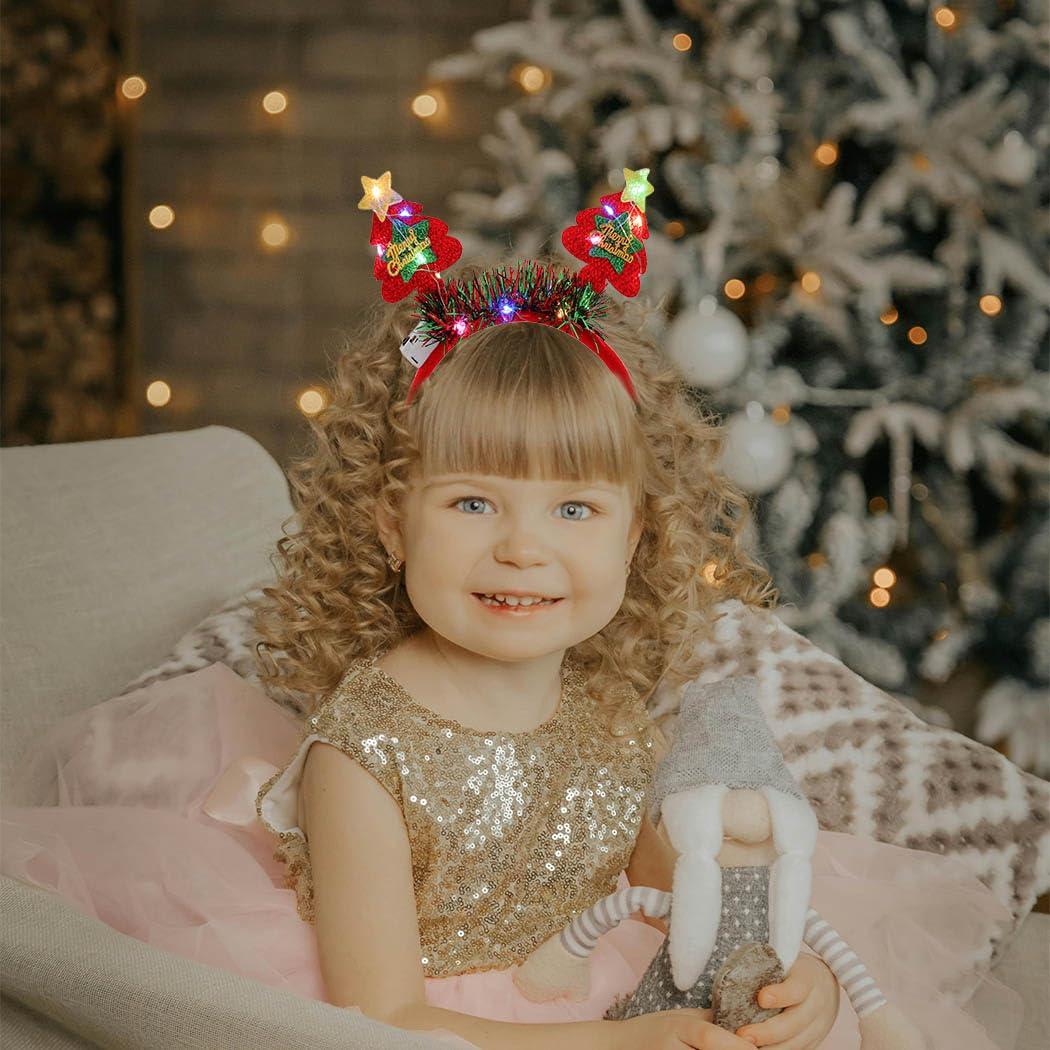 Metisee Metisee Light Up Christmas Headband Xmas Tree Hair Bands Star LED Glow Headbands Party Costume Hair Accessories for Women and Girls