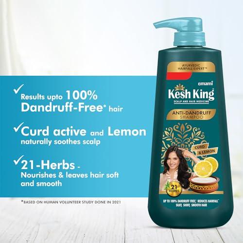 KESH KING KESH KING Anti Dandruff Shampoo | Ayurvedic Hair Cleanser with Curd & Lemon | Reduce Hairfall | Nourishes Itchy Scalp | Gives Smooth & Soft Hairs | 20.29 Fl Oz/600ml