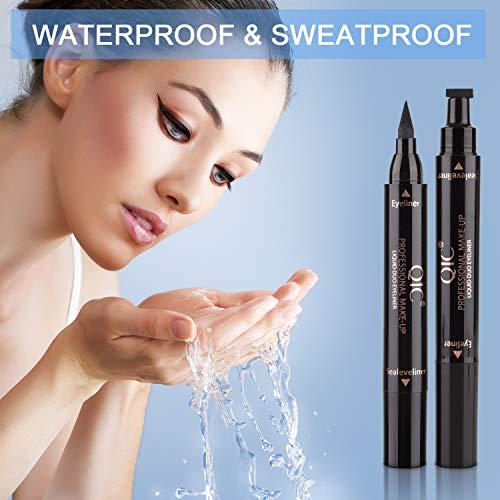 COSBAY 2Pcs Winged Eyeliner Stamp,Dual Ended Waterproof Liquid Eye Liner Pen,Long Lasting Eyeliner Stamp Wingliner,Natural Smudge Proof Eyeliner Stamp For Cat Eye Flick,2 Sizes Stamp Vamp Style Wingliner