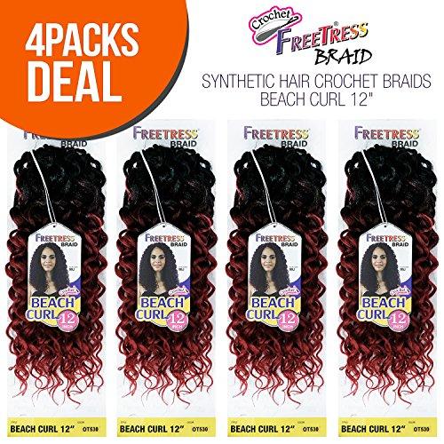 FreeTress Braids MULTI PACK DEALS! FreeTress Synthetic Hair Crochet Braids Beach Curl 12" (4-PACK, 99J)