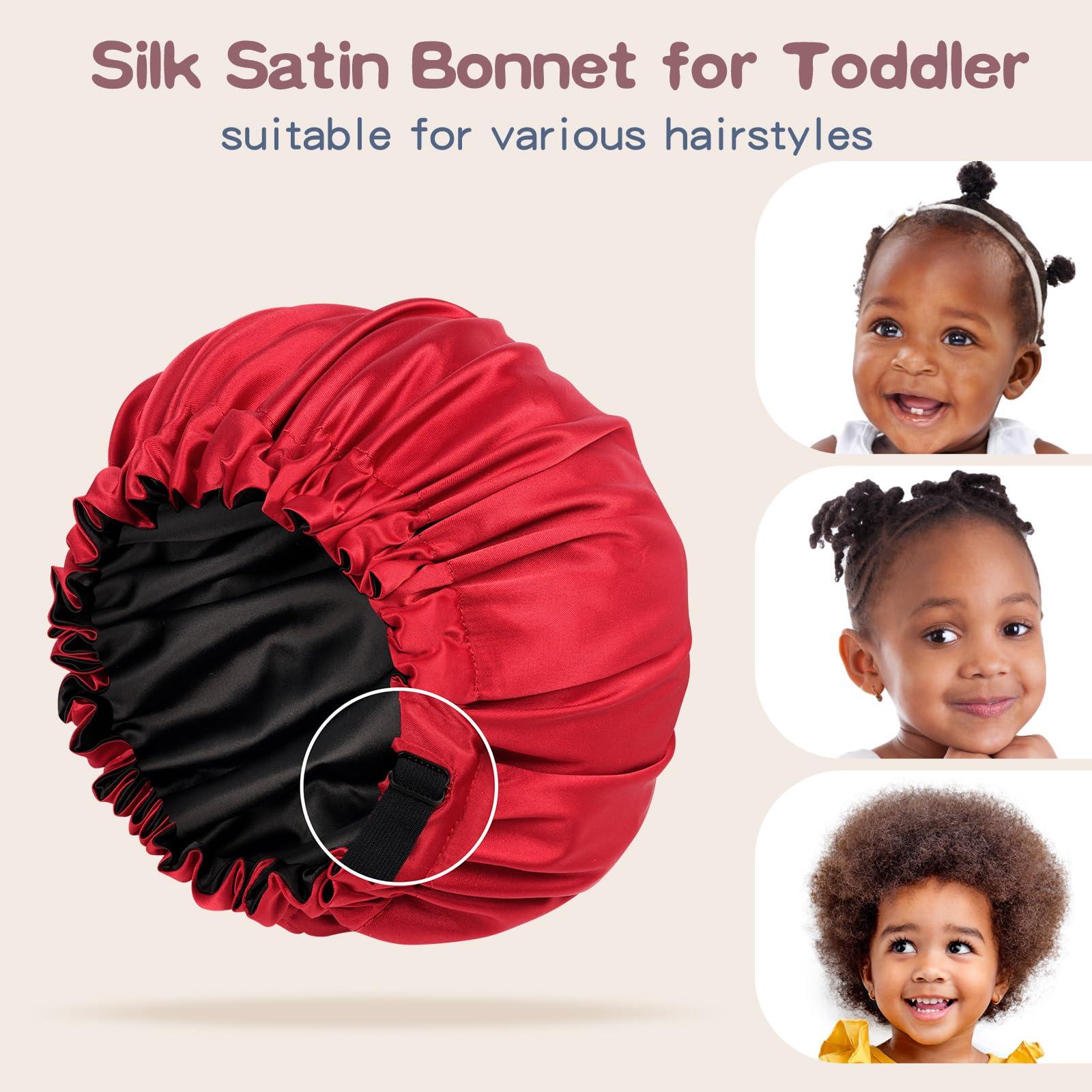 Fittia Baby Bonnet for 6-36 Months Sleeping: Reversible Smooth Satin for No Mess Toddler\'s Curly Hair, Adjustable Band No Slip