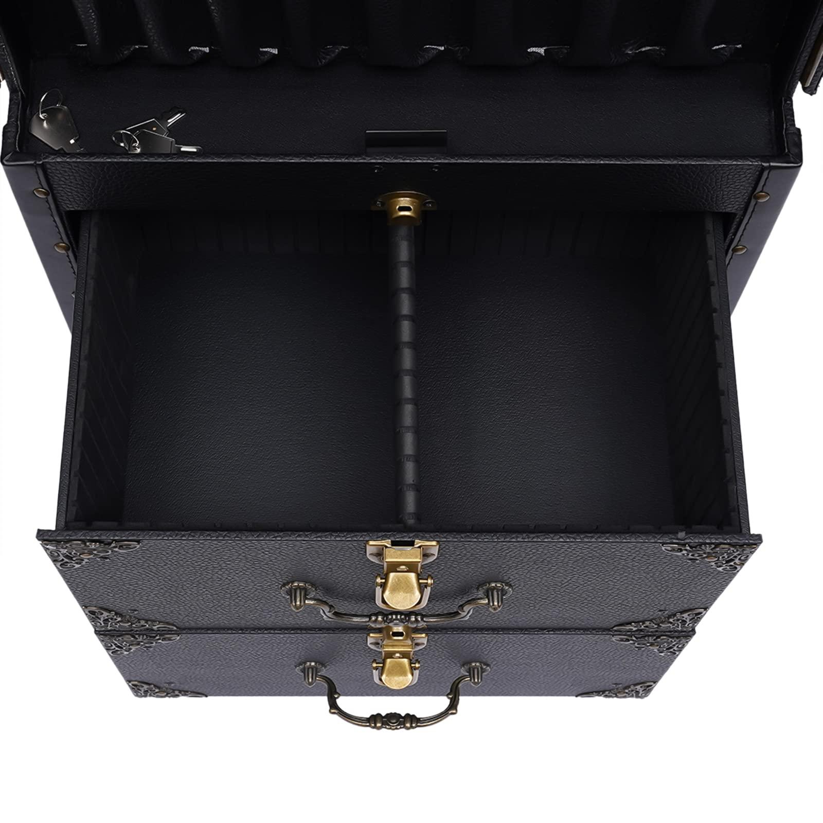 Treliamd Treliamd Beauty Salon Luggage,Rolling Lockable Makeup Train Case, Hairdressing Trolley Stylist Beauty Salon Cosmetic Luggage Travel Organizer Tool Box with Hair Dryer Holder