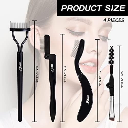 MSQ MSQ Eyebrow Brush and Comb Folding Eyelash Brush Eyelash Separator Eye Brow Comb & Spoolie Brush Professional Mascara Brushes Eye Makeup Tools Set 4PCS