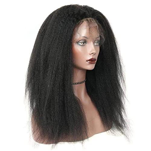 Prime Kitty 26 Inch Kinky Straight 360 Lace Frontal Wig Full Lace HD Transparent Lace Front Wigs Human Hair For Black Women Brazilian Virgin Human Hair Wigs Pre Plucked 180% Density With Baby Hair Bleached Knots
