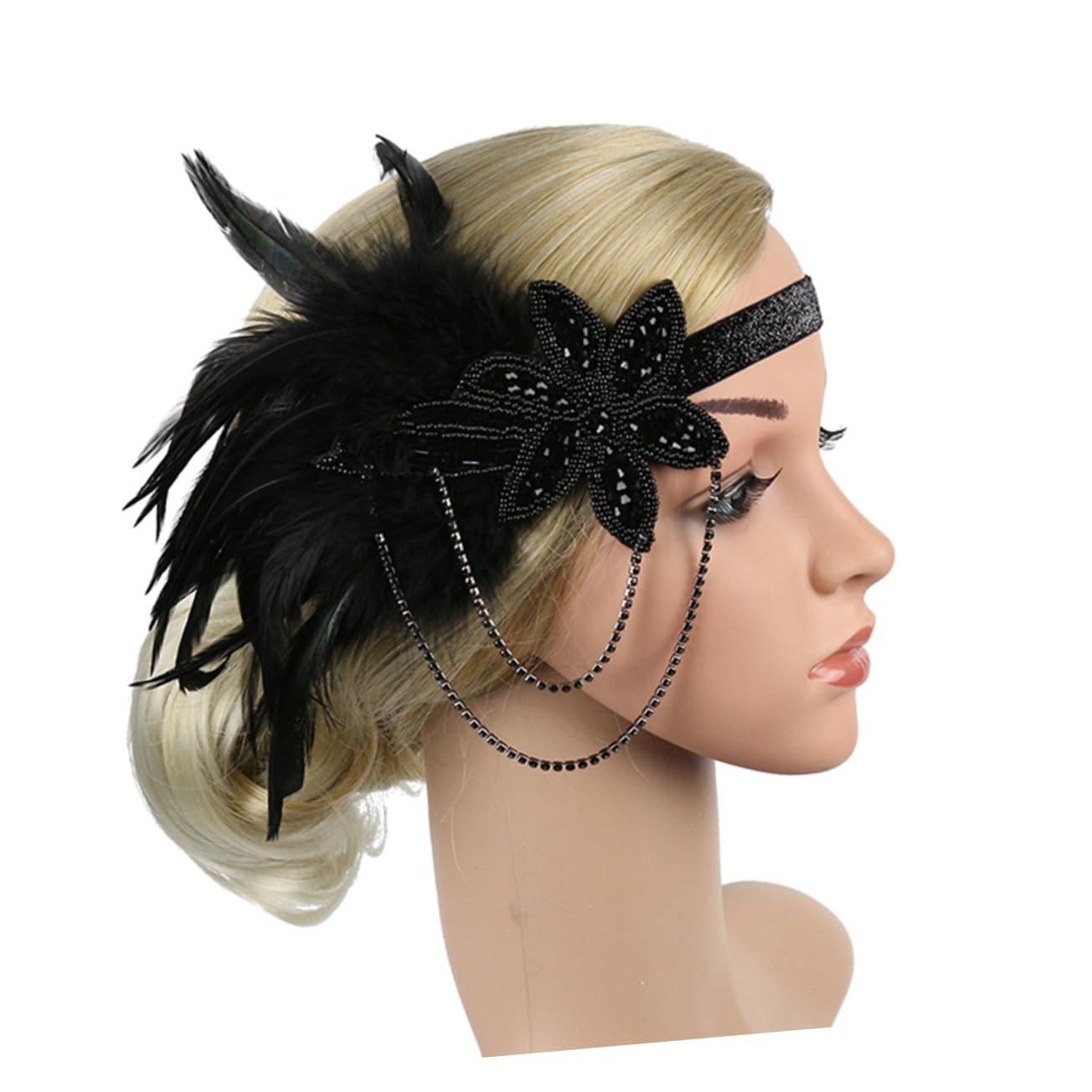 HAKIDZEL HAKIDZEL Accessories Womens Head Bands Headband Fascinators Hair Hoop Women Hairband 20s Headband Feather Headbands Peacock Headband Tassel Chain Miss Diamond