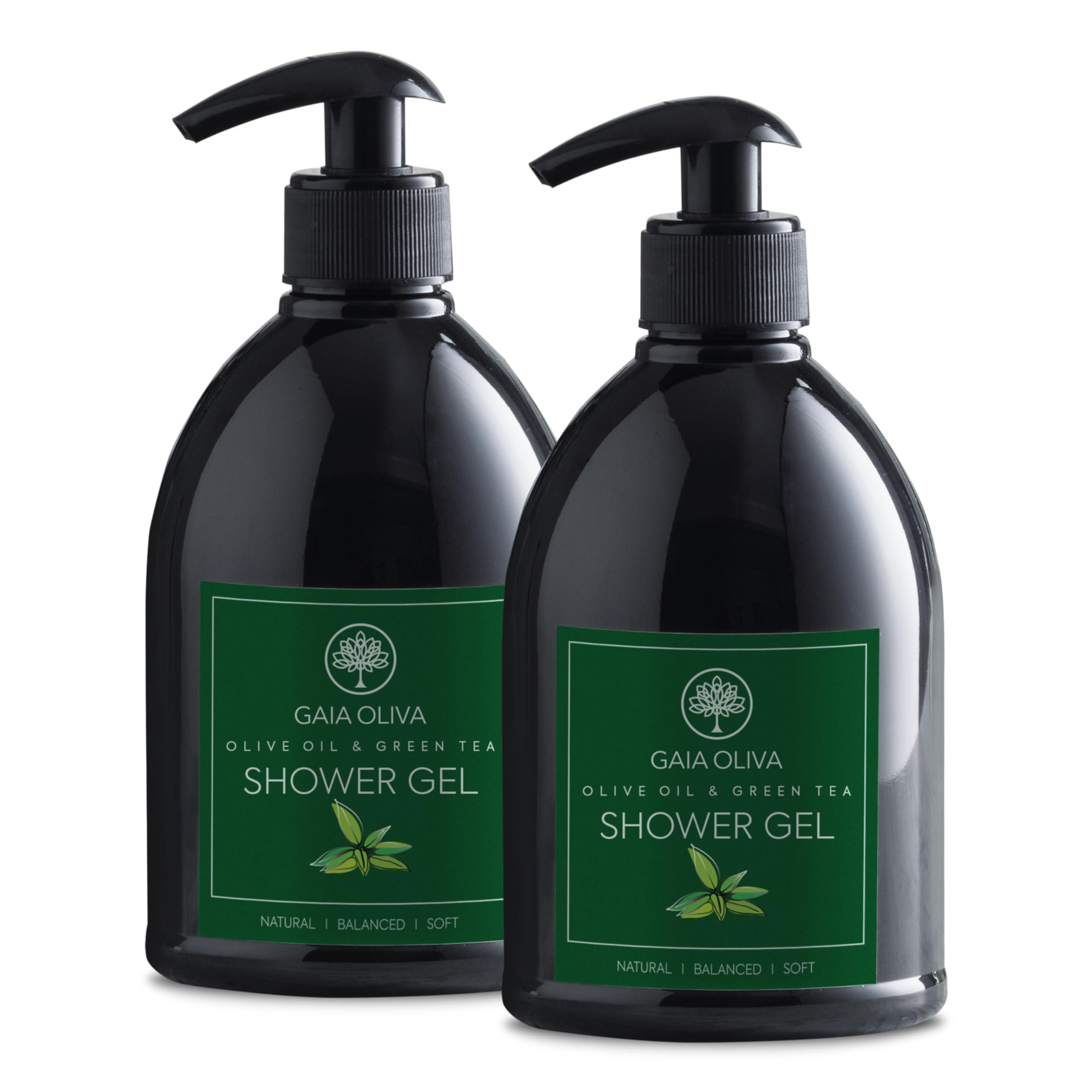 GAIA Oliva GAIA Oliva Liquid Shower Gel Moisturizing Body Wash Olive Oil, Bath Body Soap, Bottle 16.9 FL OZ (Pack of 2, Green Tea)