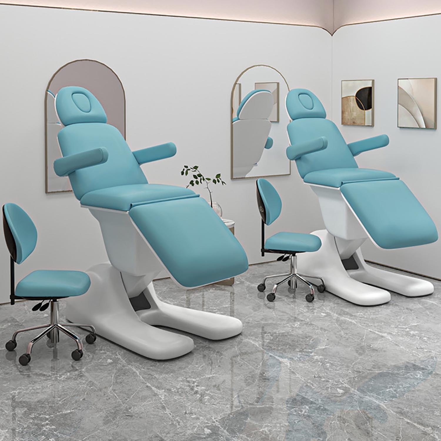 Boiyttylle Boiyttylle 3 Motors Electric Facial Chair Full Electrical Massage Table Dental Bed Adjustable Reclining Chair for Podiatry Tattoo Spa Salon All Purpose Bed Chair,Blue