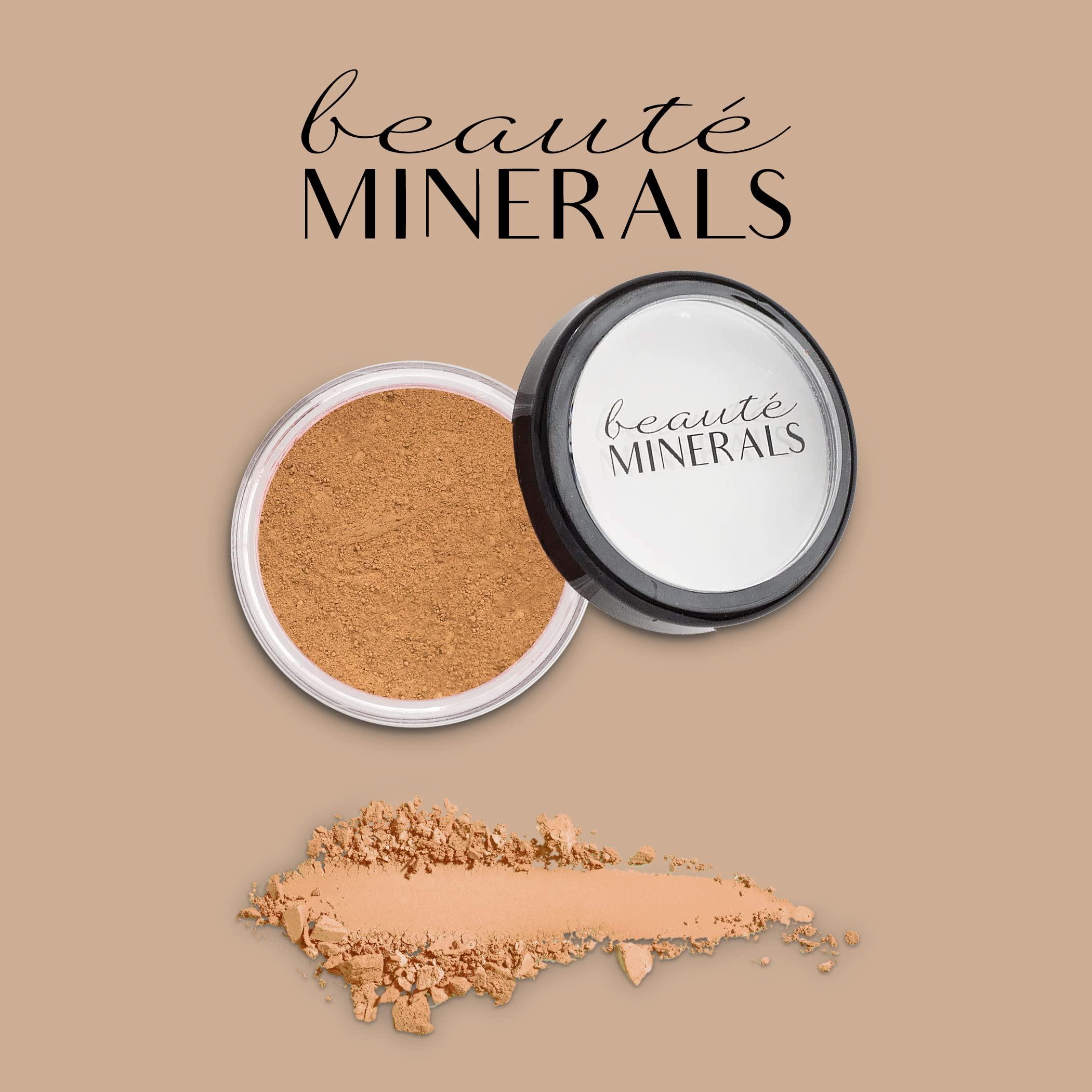 Carol's Gluten Free Full Coverage Foundation Mineral Makeup Face Powder by Beaut Minerals in Medium Dark Warm | 100% Natural Makeup: Talc Free Loose Powder Matte Foundation, Concealer, Contour Makeup + Zinc Oxide .31 Oz