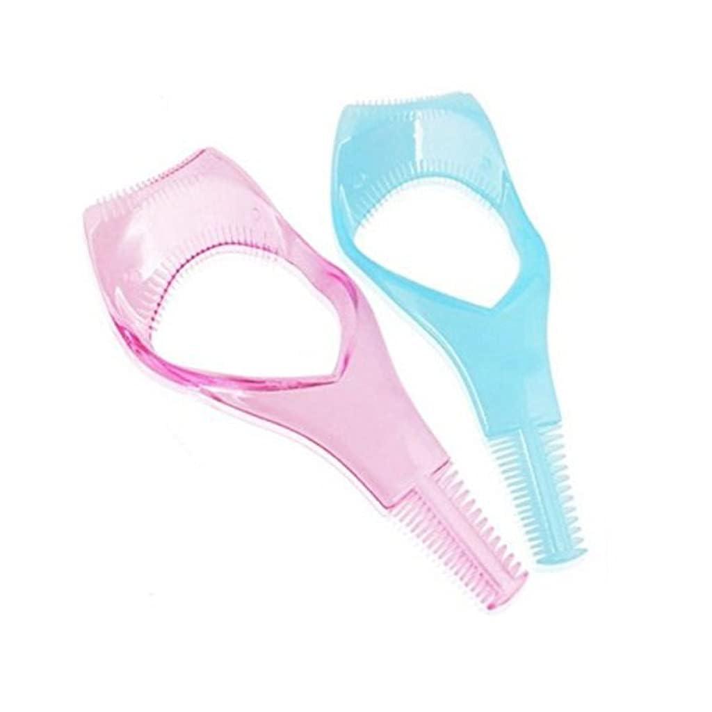 DPWOUM 2Pcs Pink and Blue 3in1 Mascara Shield Guard Eyelash Brush Curler Guide Applicator Comb Makeup Tool Random Color Mascara Brushes Makeup Brushes and Tools