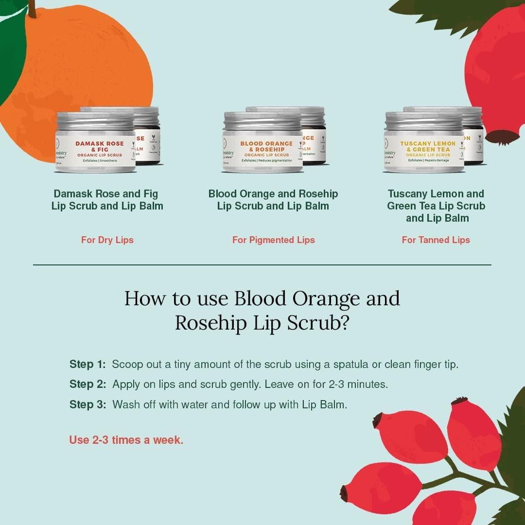 PUB Generic PUB Blood Orange & Rosehip Lip Scrub for Pigmented, 10 g, For Dry & Chapped Lips, Certified Organic, 100% Natural, Cruelty Free